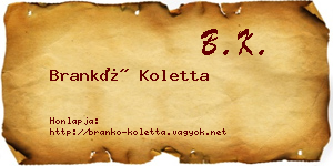 Brankó Koletta névjegykártya